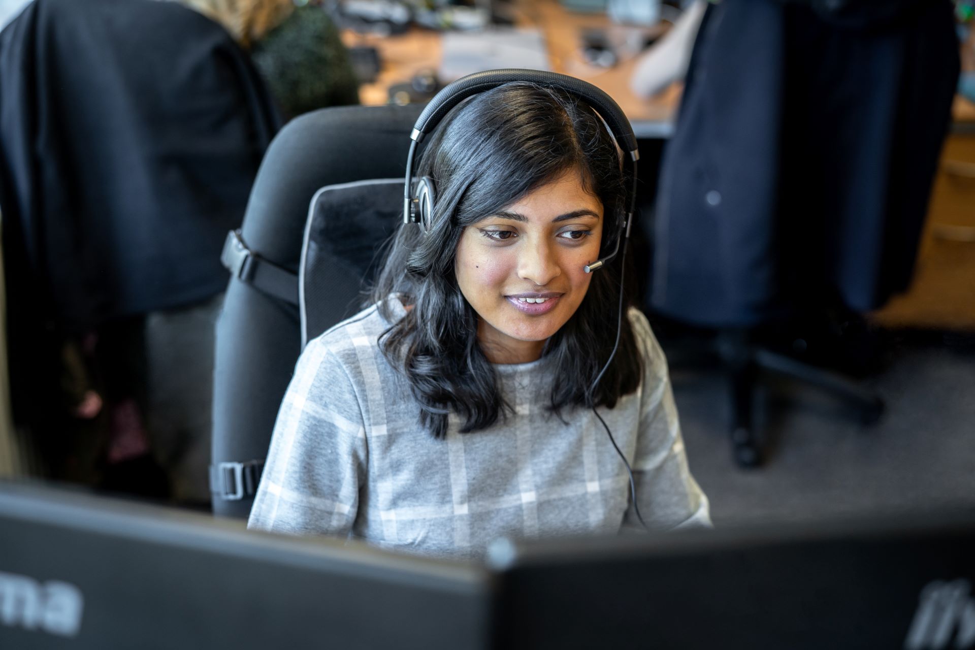 woman wearing a headset