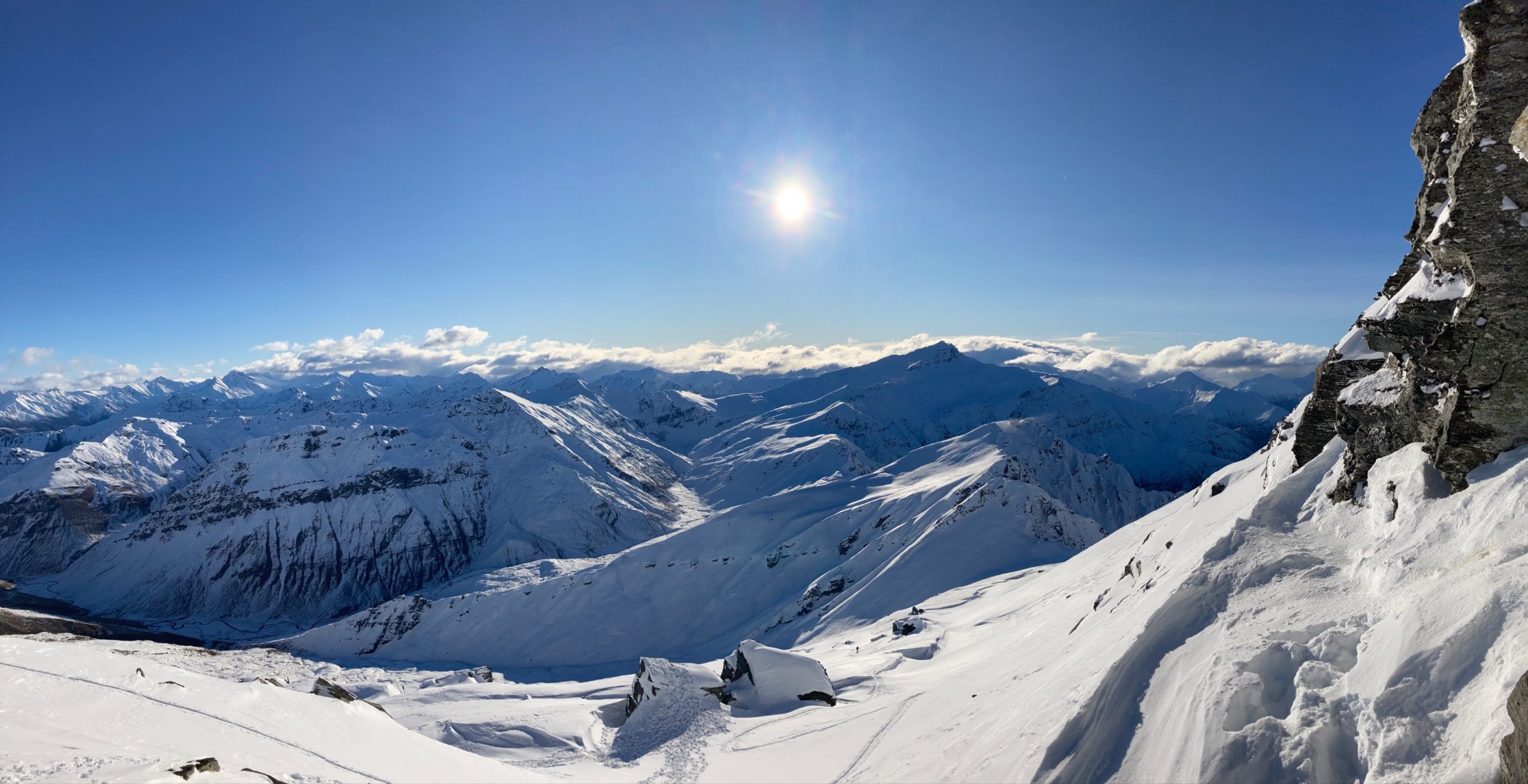 Snow covered mountain peaks