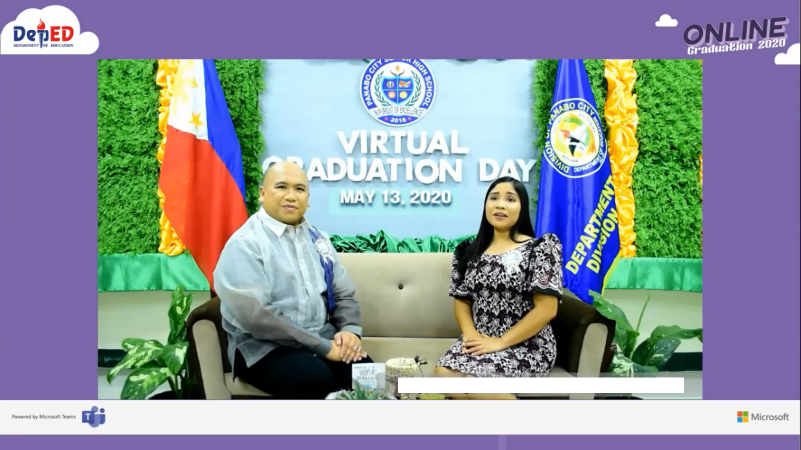 Teachers from Panabo City Senior High School conduct a virtual graduation ceremony for their students