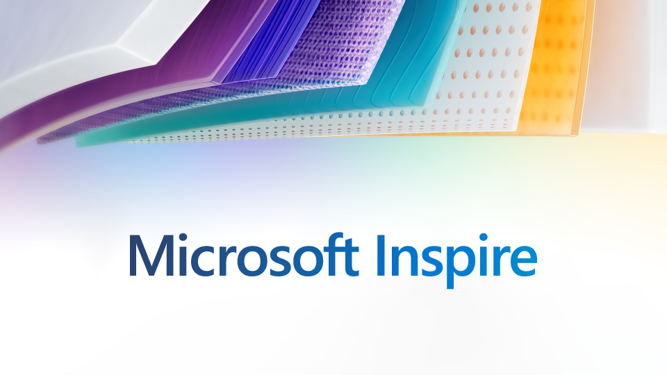 Decorative image with a headline: Microsoft Inspire.