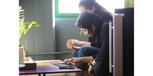 A person using his tablet