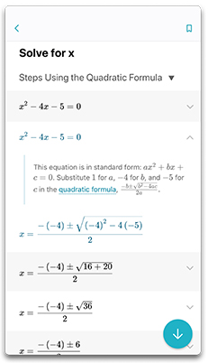 Step by step guidance in Microsoft Math Solver App for an algebra equation