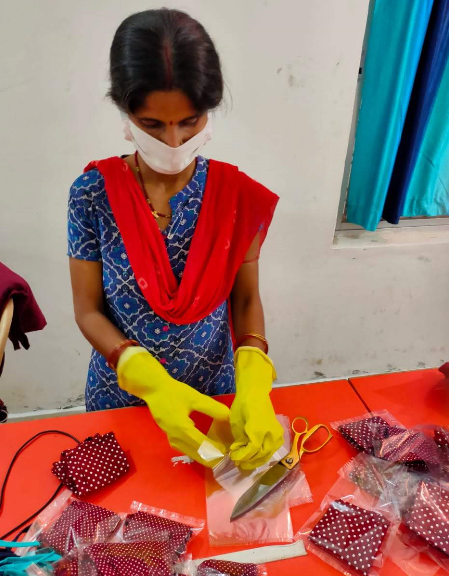 A woman from rural India making masks amid the COVID-19 pandemic