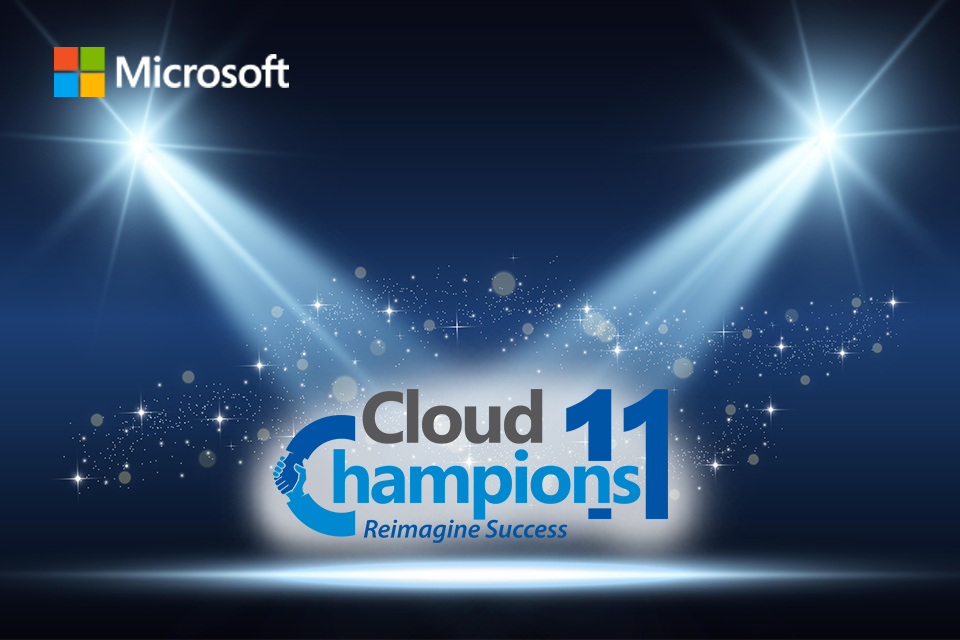 an image with the words cloud champions 11 reimagine success