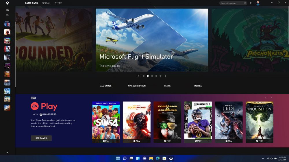 a screenshot of Xbox Gamepass on Windows 11