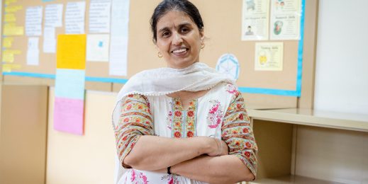 a woman in a classroom