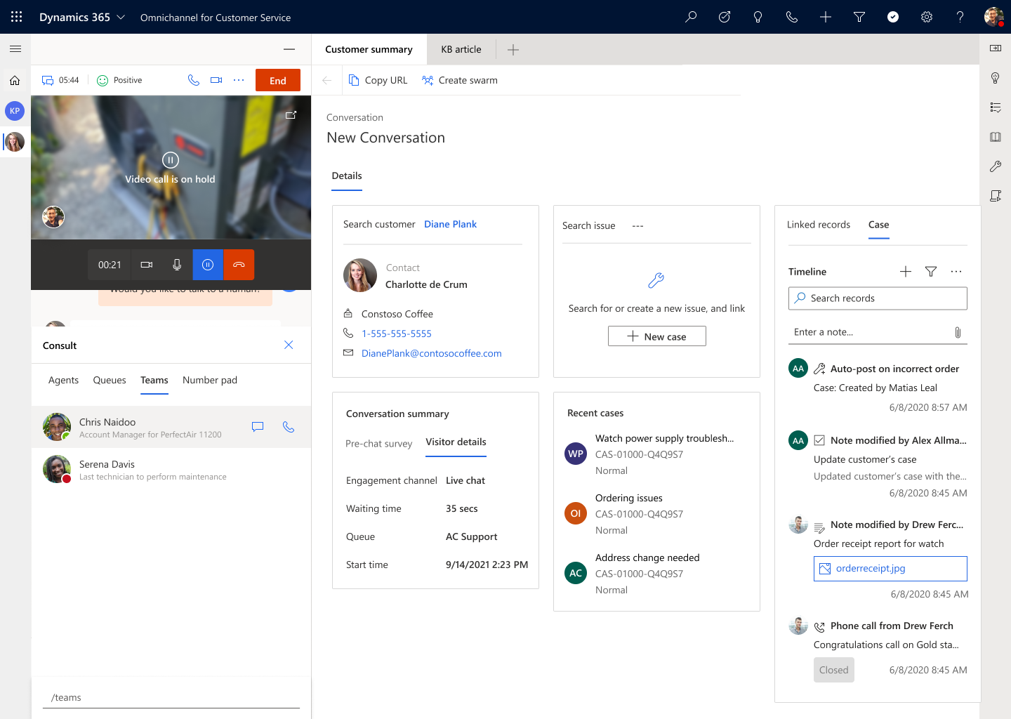 Интерфейс Новое комплексное решение для цифрового контакт-центра на базе Microsoft Dynamics 365 Customer Service и Teams