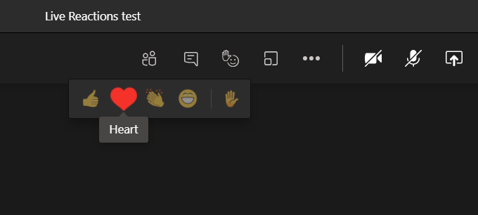 Live reactions in a Microsoft Teams meeting