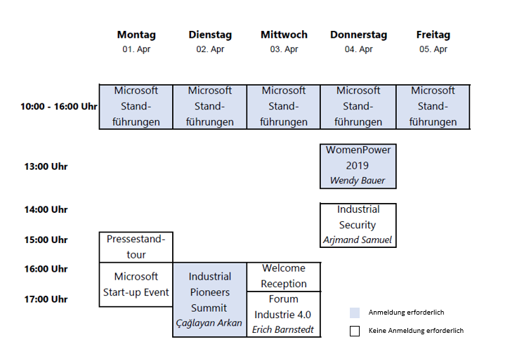 Microsoft Termine auf der HM19
