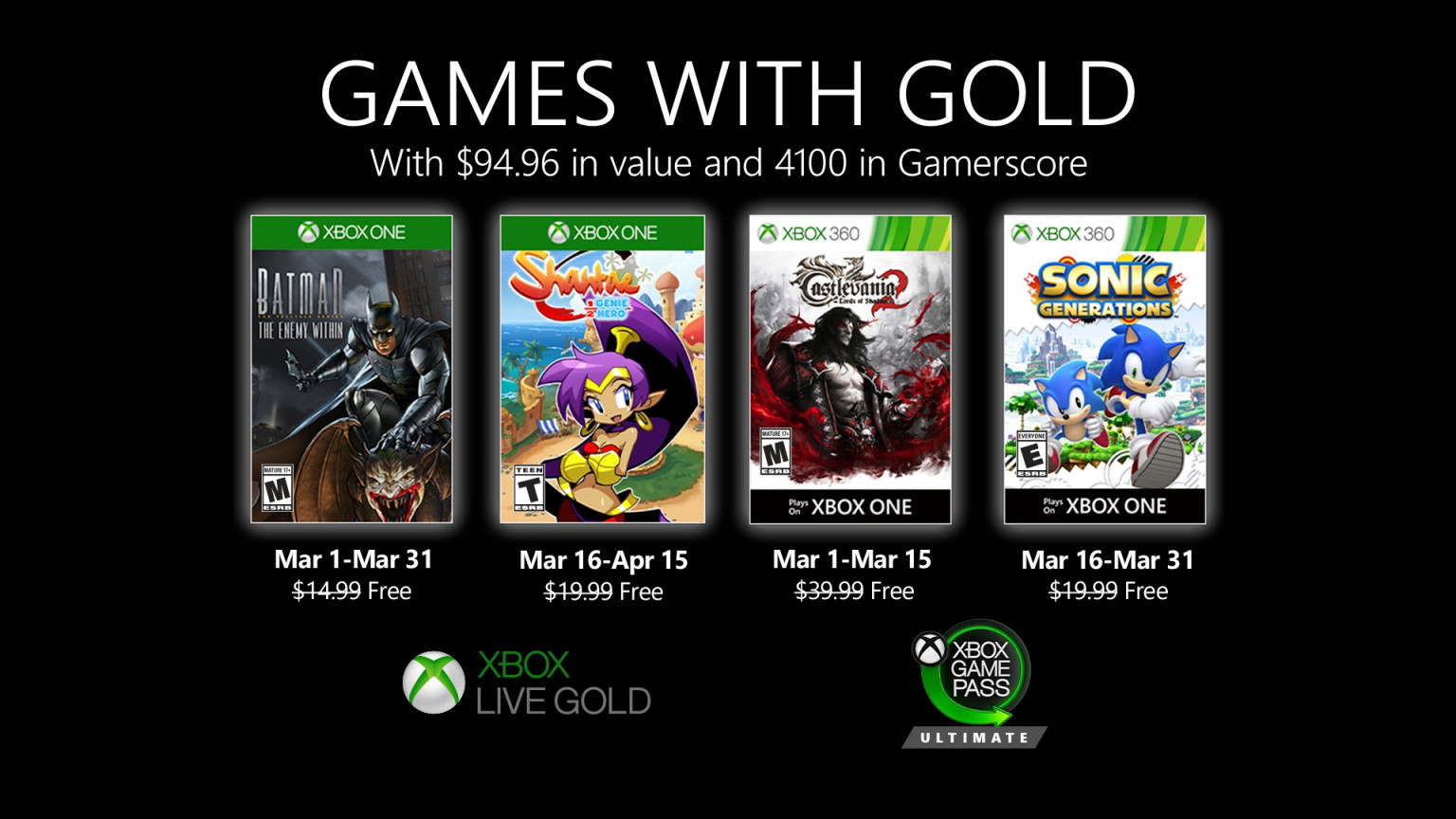 Games with Gold de marzo de 2020