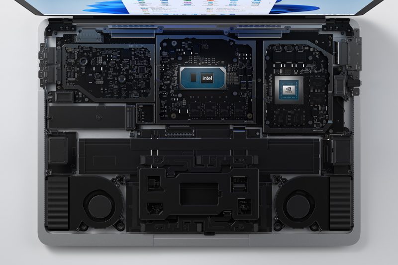 Internal view of a Surface laptop