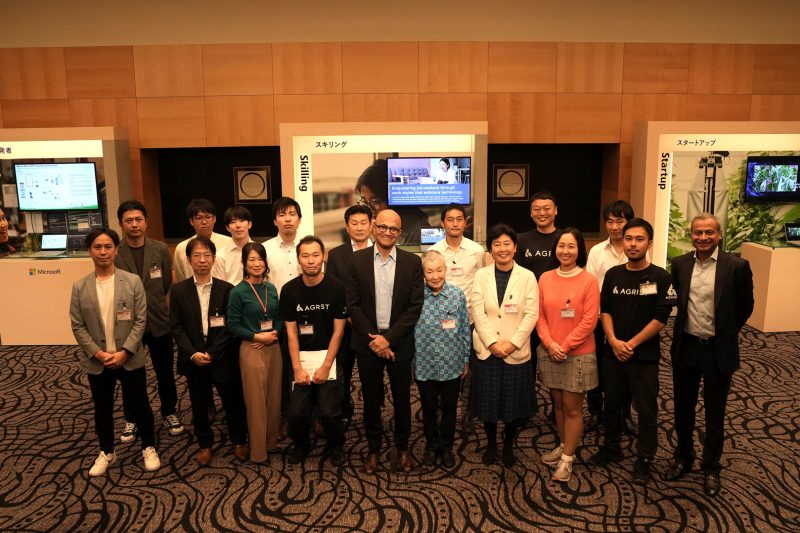 Microsoft Chairman and CEO Satya Nadella with Japanese developers.