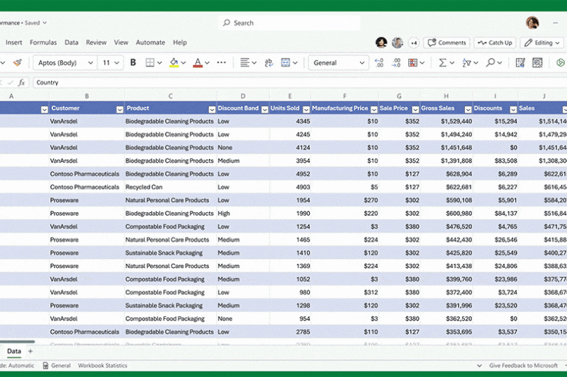 Gifs shows Copilot in Excel