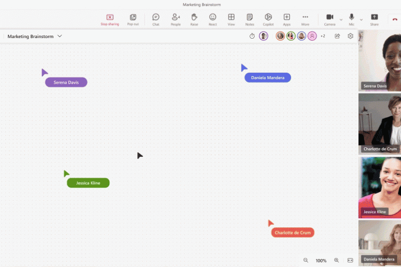 Gif shows suggested ideas in Copilot Whiteboard