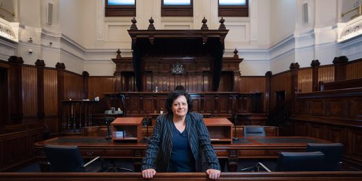 Pauline Diano, Program Director of Victoria's supreme court in the court room.