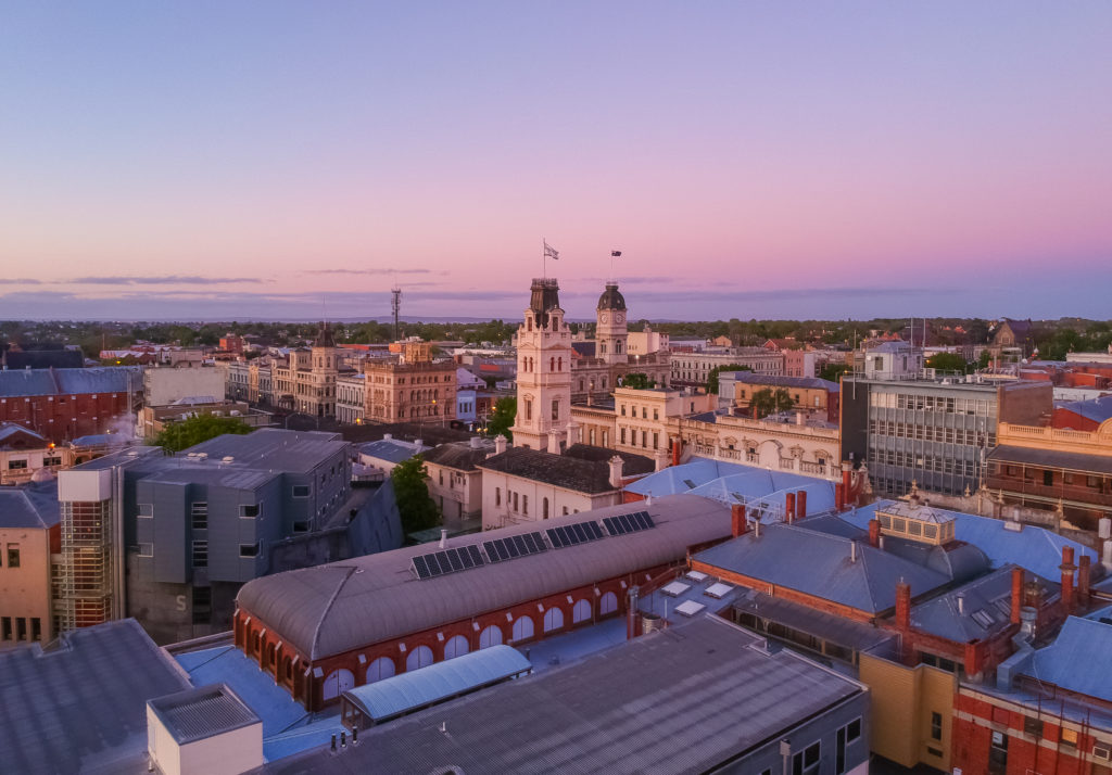 Birds Eye View Ballarat Dusk