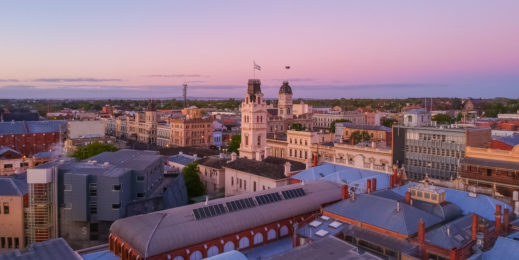 Birds Eye View Ballarat Dusk