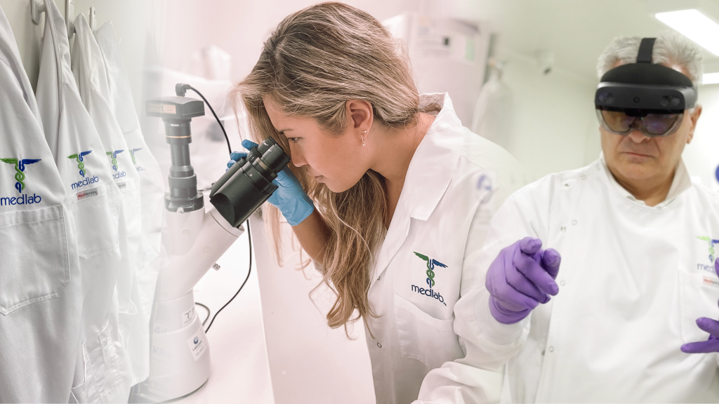 Collage of health professionals in MedLab coats