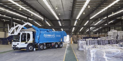 Cleanaway truck in warehouse