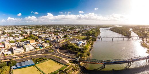 Aerial shot of the Bundaberg region