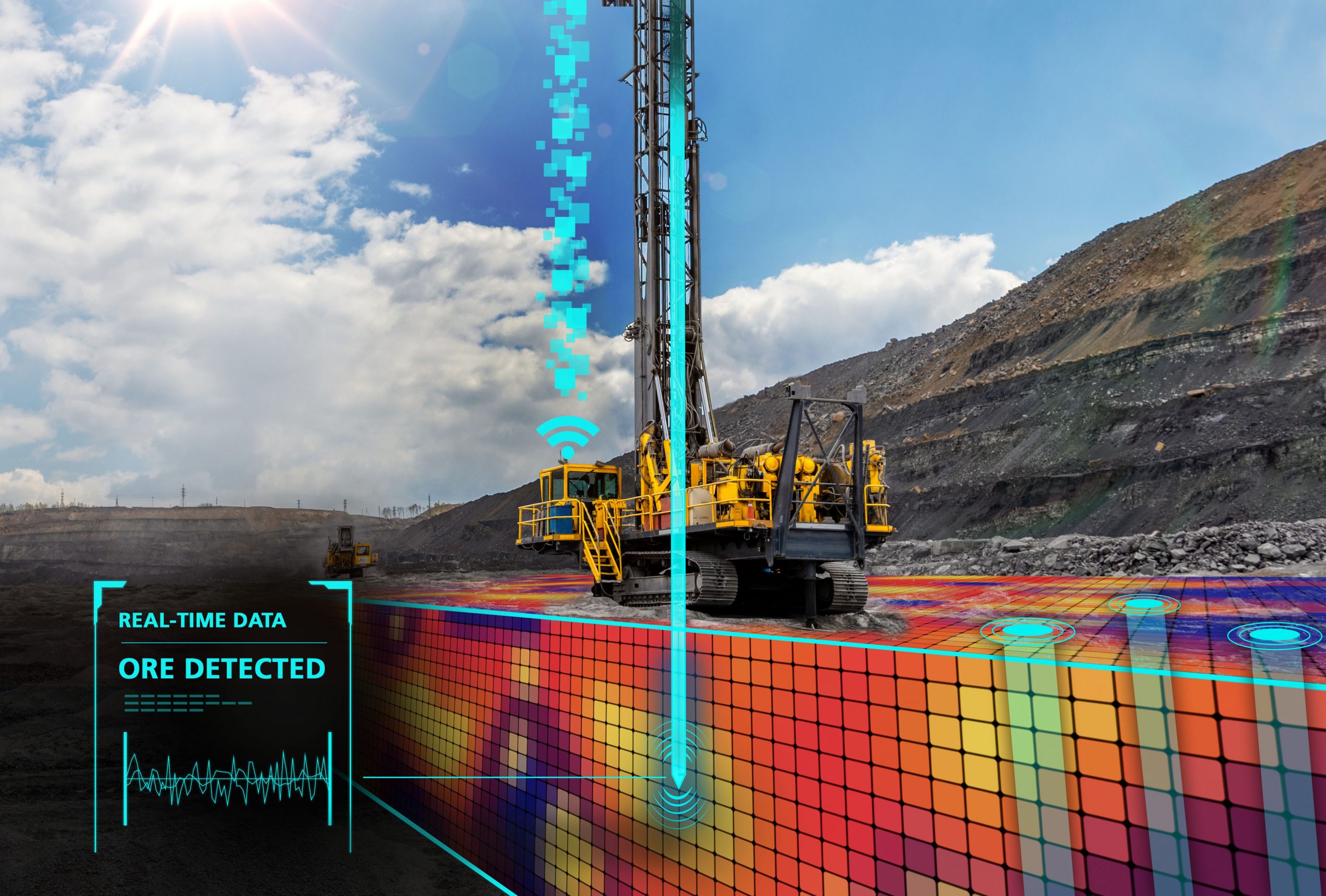 Image of an autonomous drill used to measure rock elastic