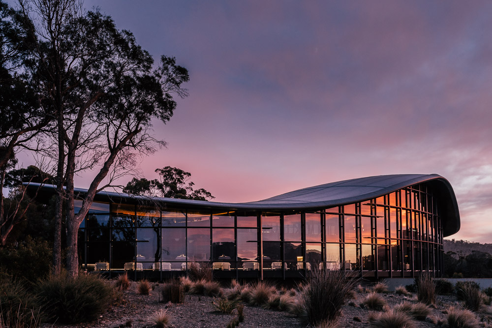 Landscape shot of a building in Tasmania