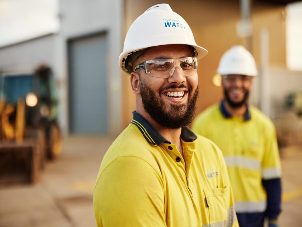 Two males in a safety uniform at Sydney Water