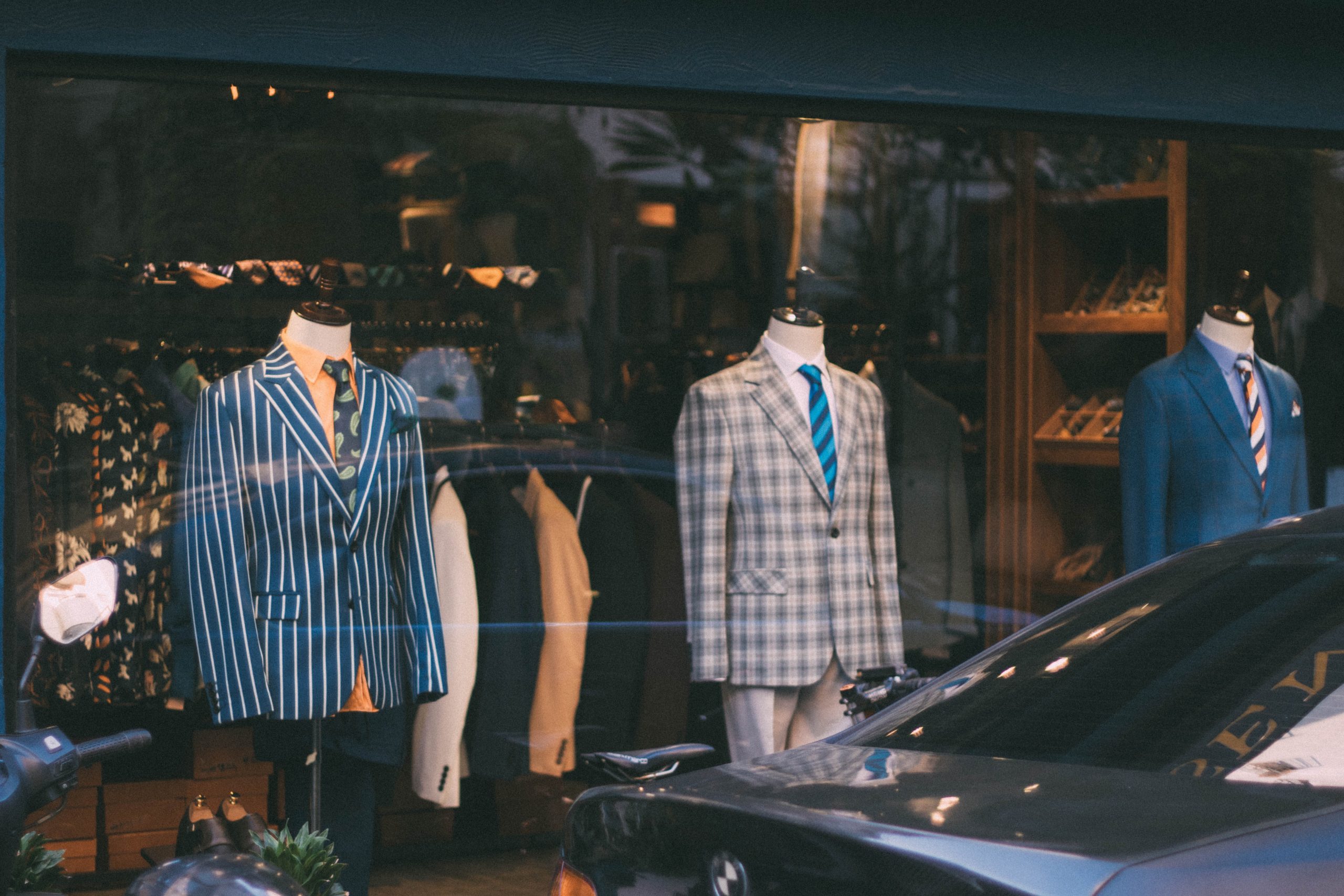 Suit jackets on display in a store