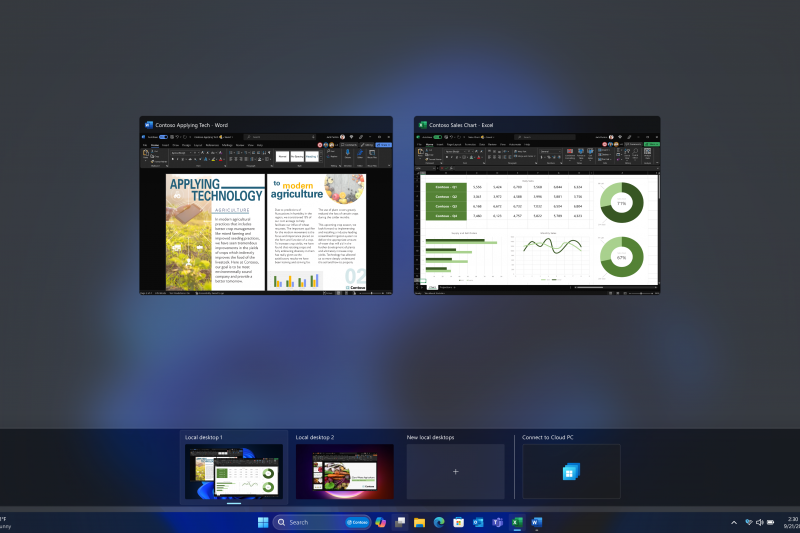 Screenshot of example of Windows 365 Switch from local PC to cloud PC