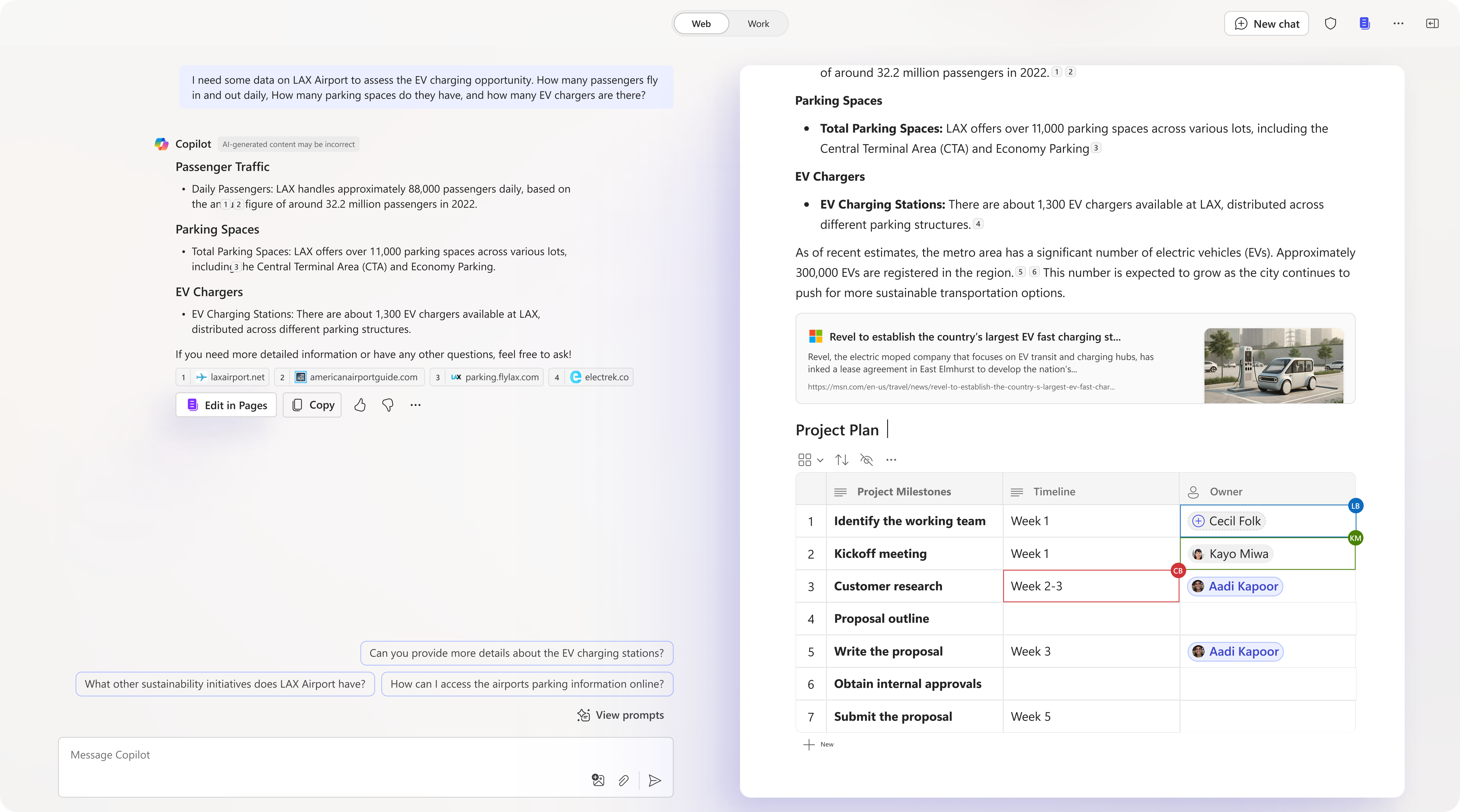 A computer screen shows a chat within Copilot Pages